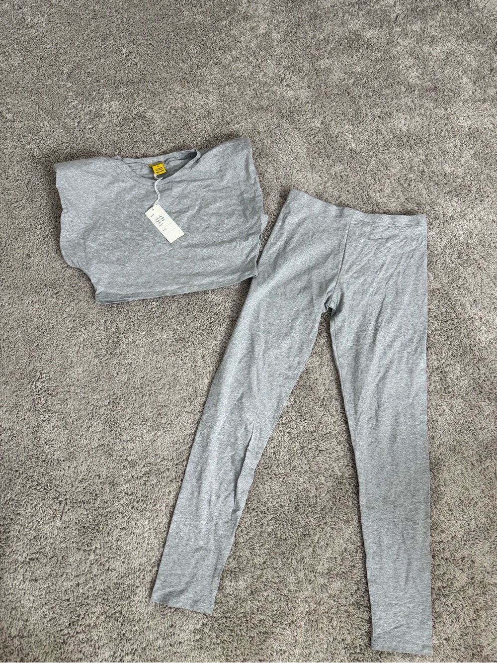 Daisy Gray Cropped Top and Ankle Leggings Set